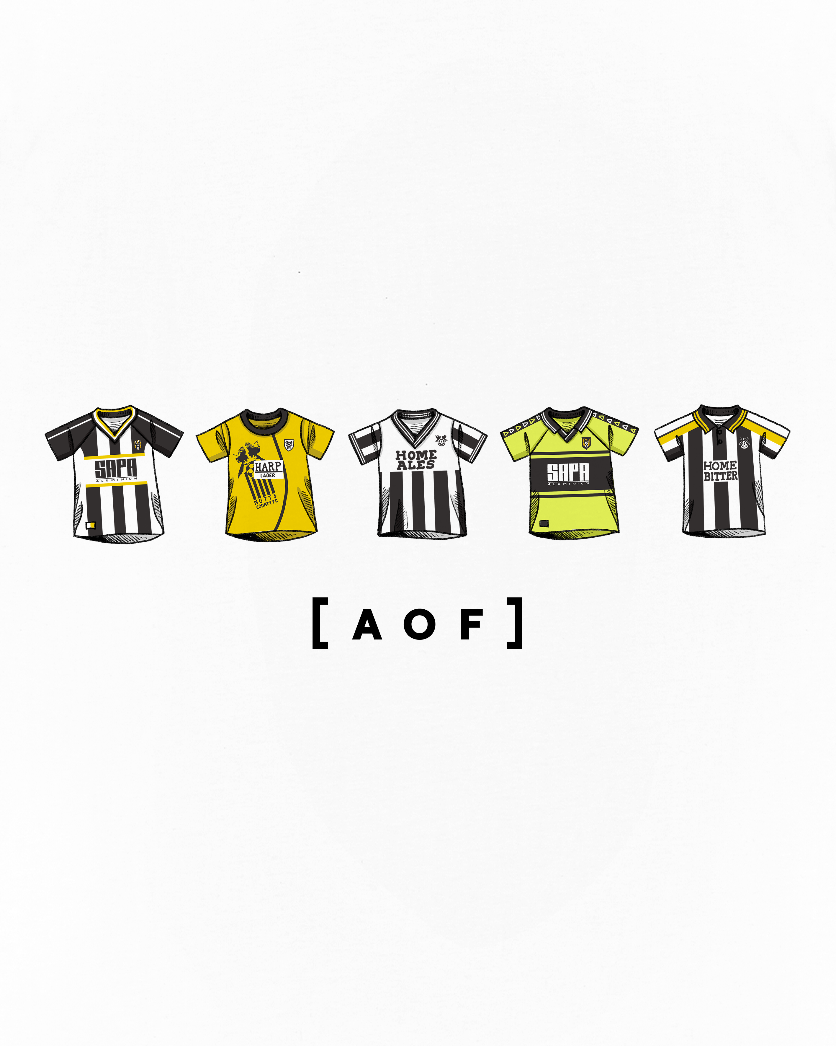 AOF x Notts County Printed Classics Tee | Black & White T-shirt