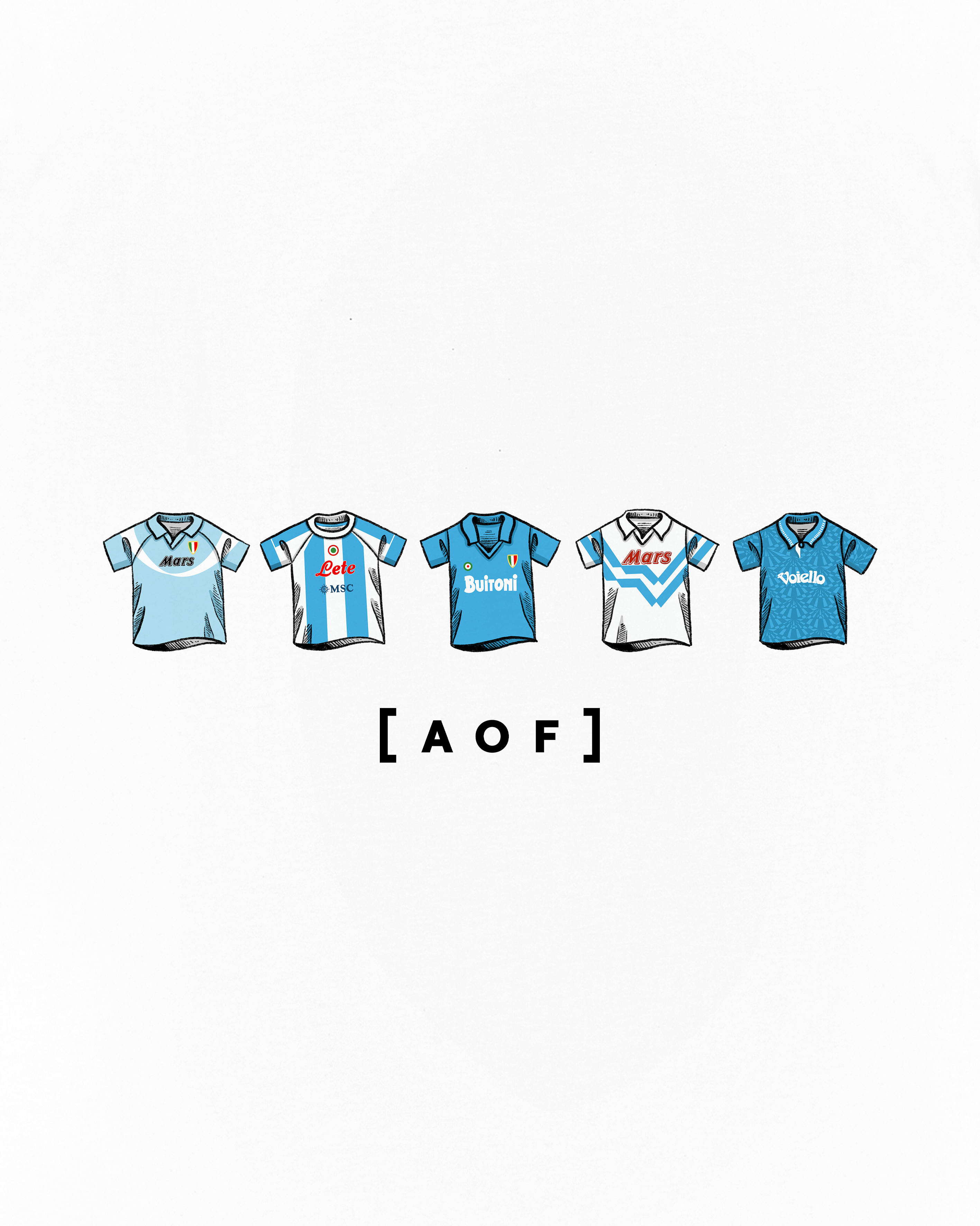 AOF Napoli Printed Classics Tee | White Graphic Tee | Art of Football