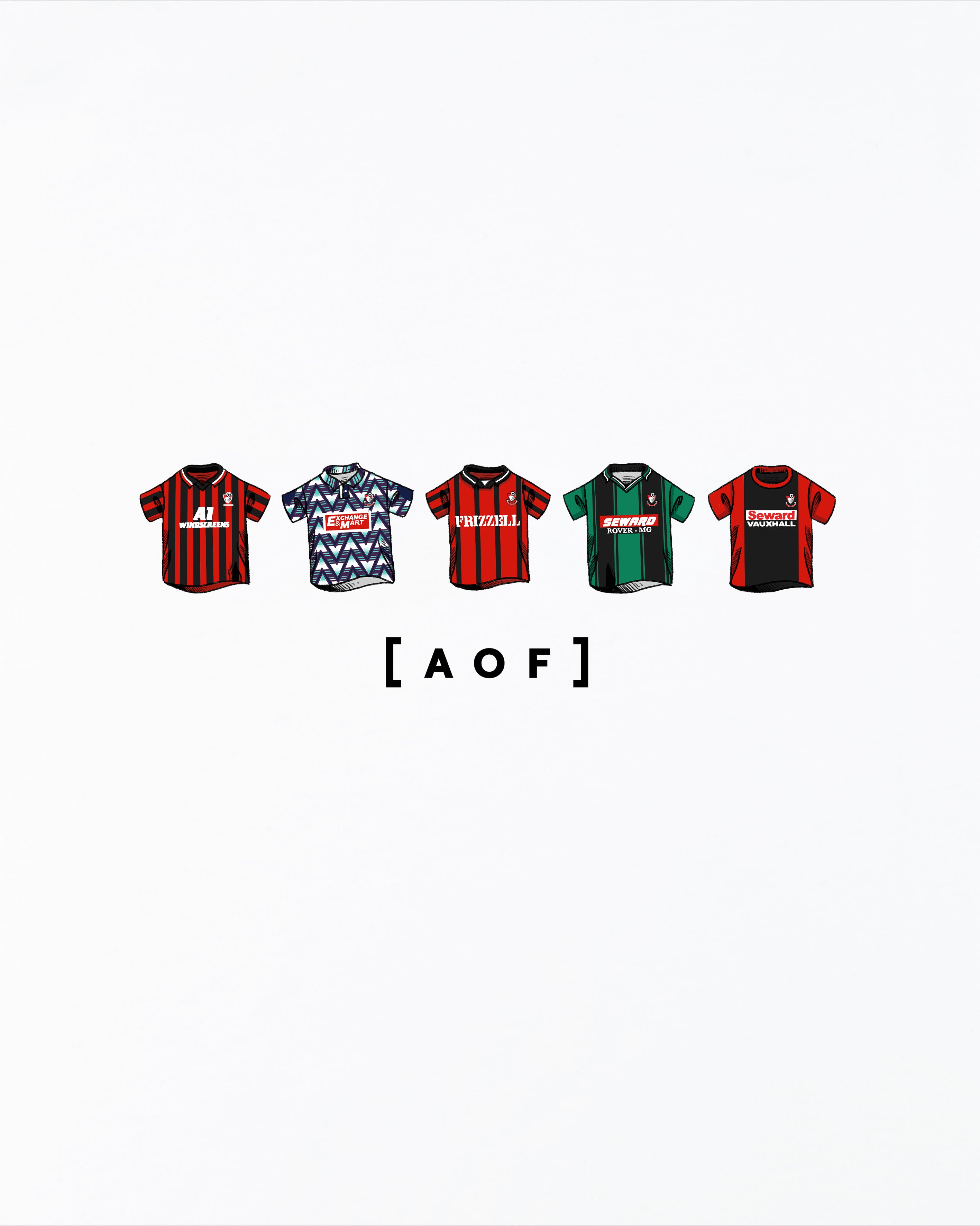 AOF AFC Bournemouth Printed Classics Tee | Black & White T-shirt