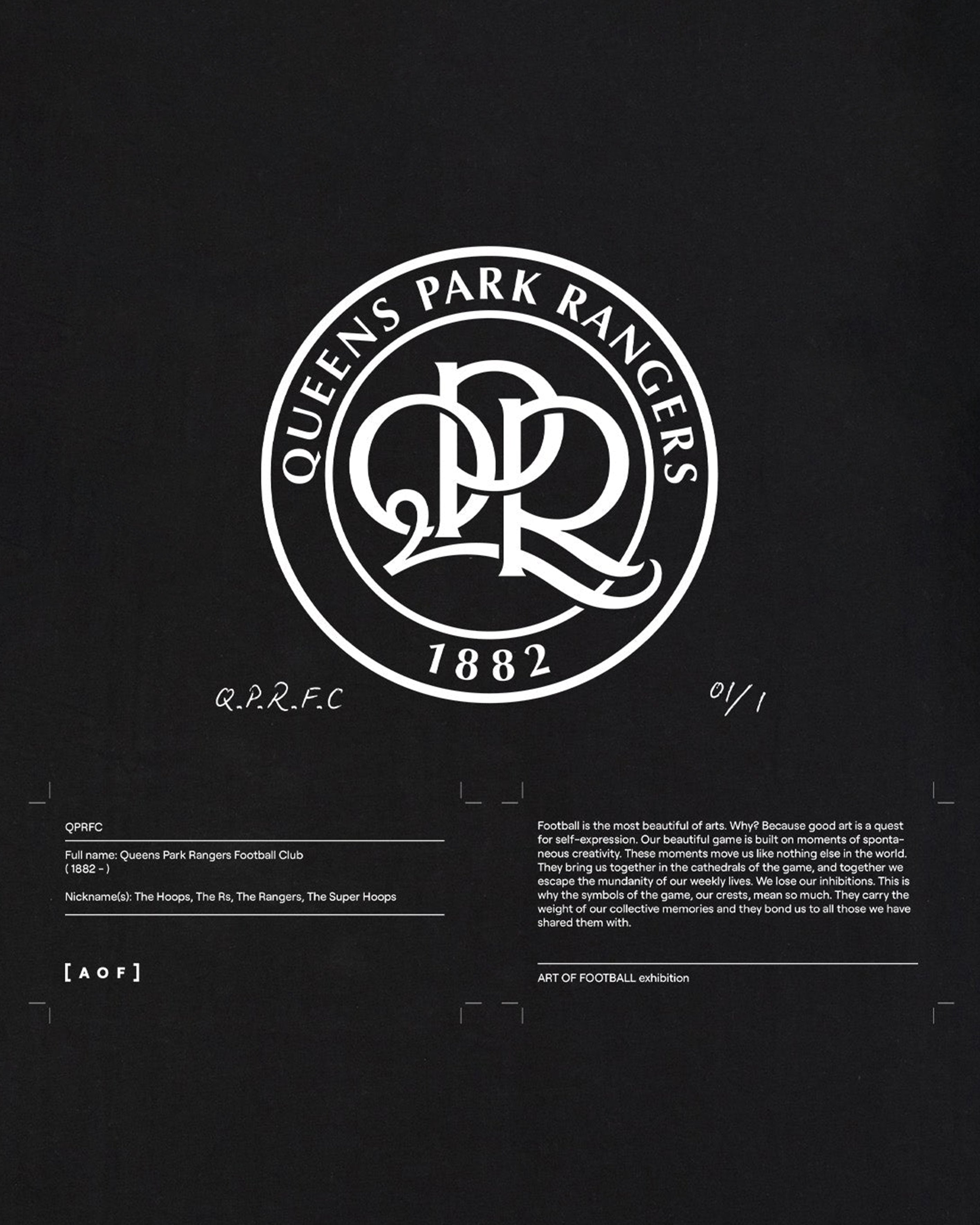 AOF x QPR Exhibition Tee | Black Graphic T-shirt | Art of Football