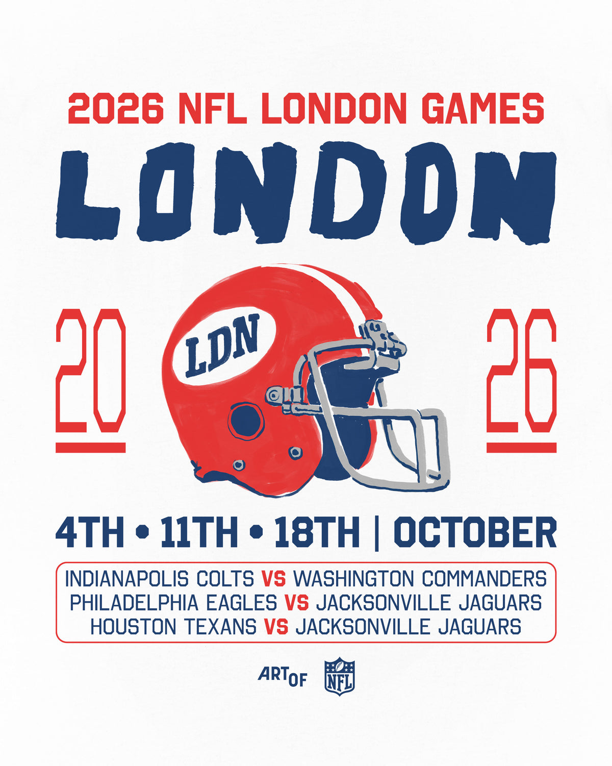 ART OF x NLF | London Games Tee | White American Football T-Shirt